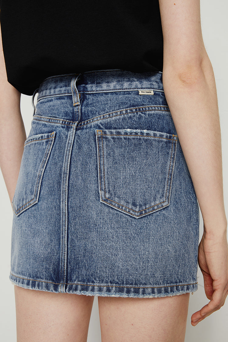 80'S Vintage Mid-weight Denim Mini Skirt HJ168