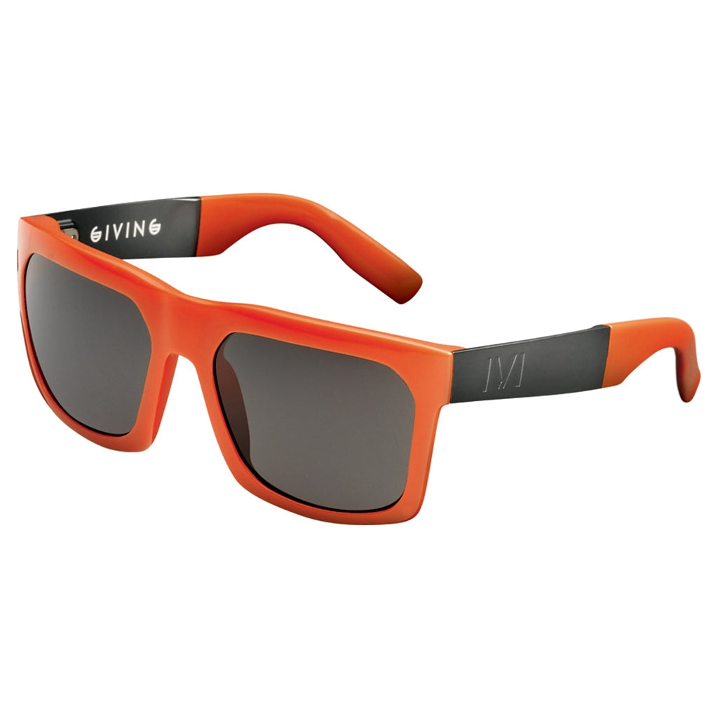 Polished Blood Orange Brushed Gunmetal Grey Lens Sunglasses GIVING