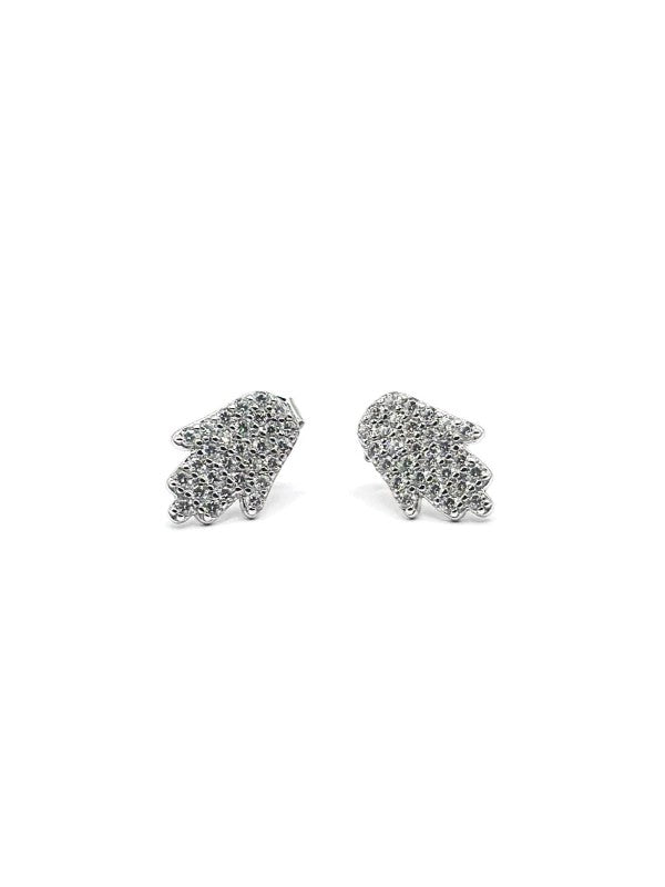 Hamsa Crystal Sterling Silver Stud Earrings