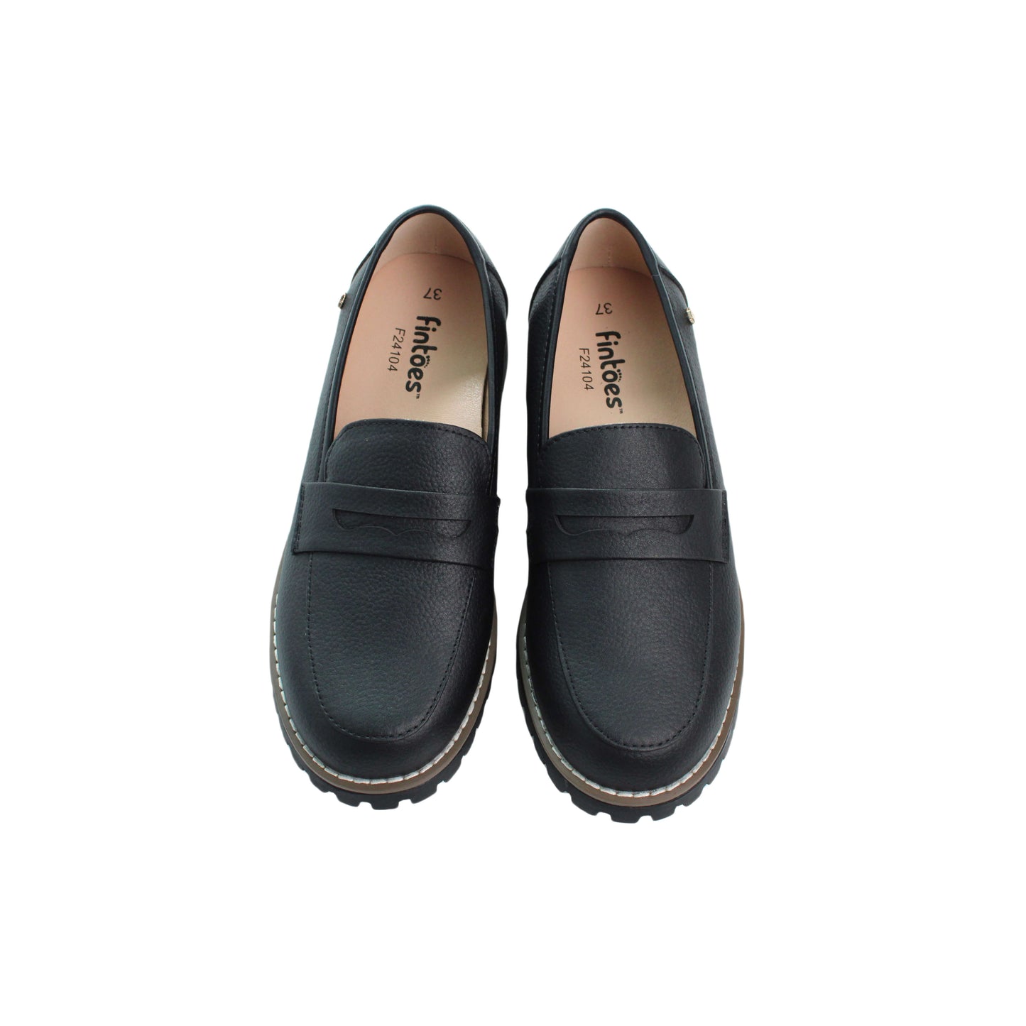 Black Pebbled Leather Loafer Thick Sole