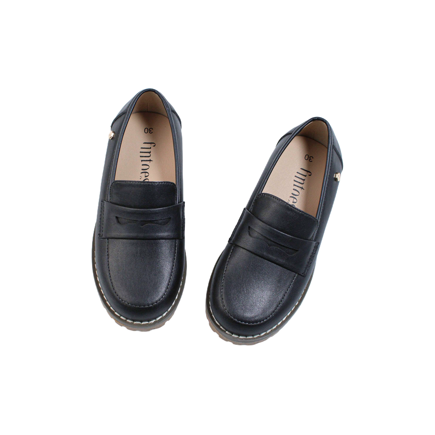 Black Chunky Loafer Leather Shoe