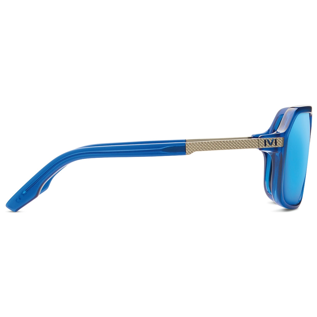 Midway Blue Matte Antique Brass Navigator Sunglasses with Pacific Blue Flash Lens Hunter