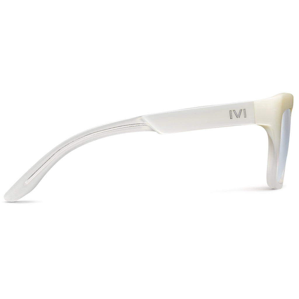 Polished Ivory Fade Light Blue Chrome Flash Lens Sunglasses Bonnie