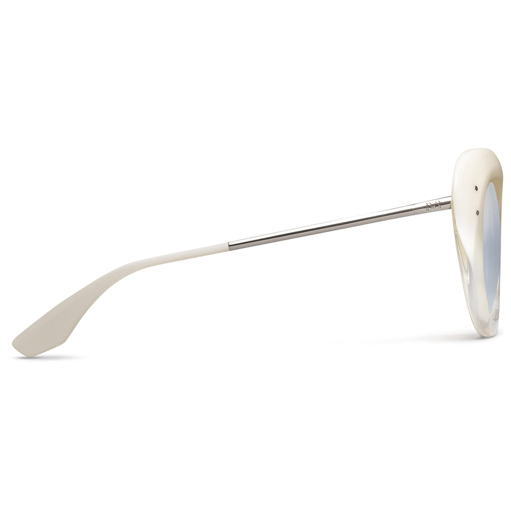 Polished Ivory Fade Chrome Light Blue Chrome Flash Lens Sunglasses Faye