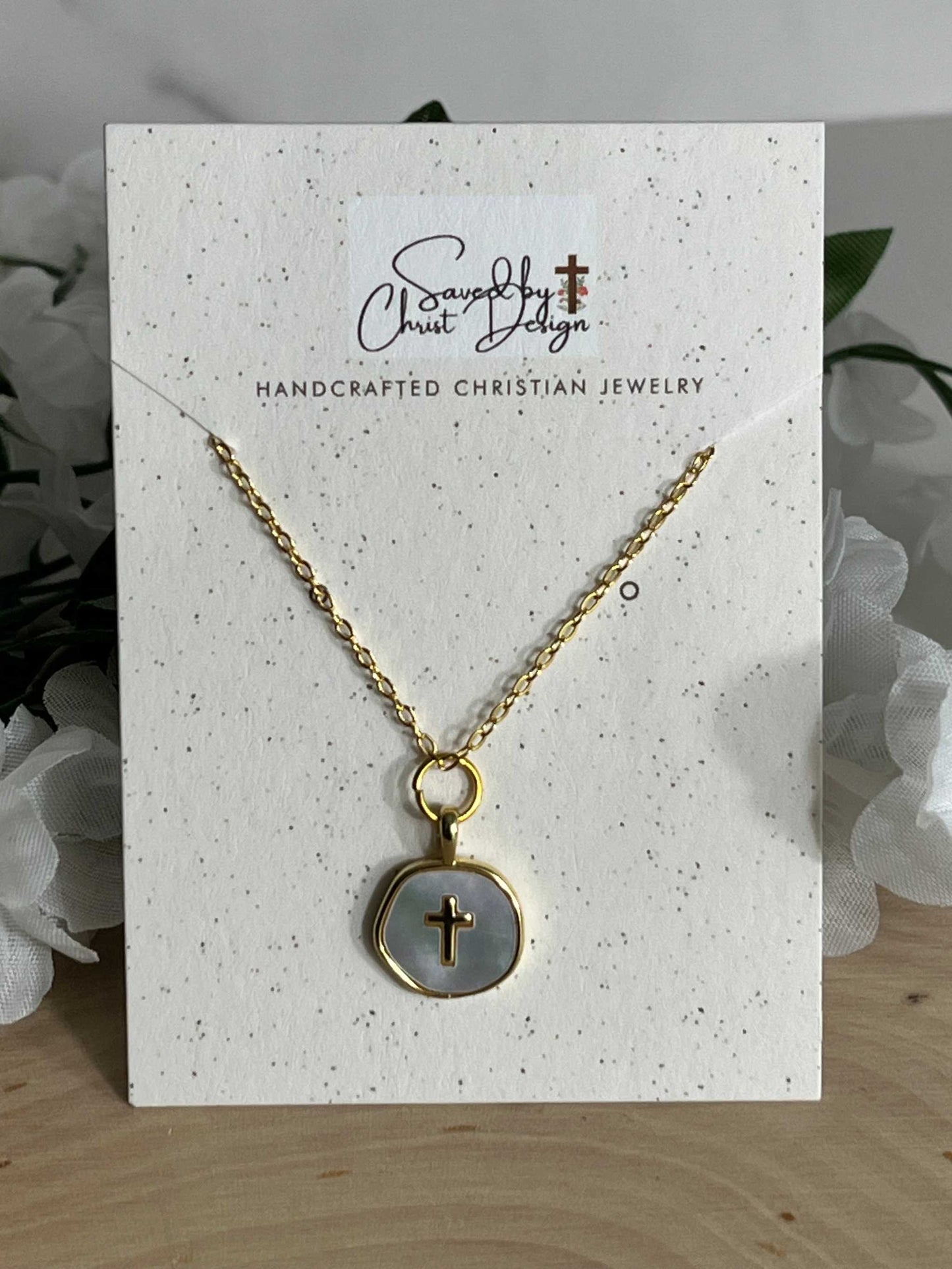Gold Necklace with Pearl Cross – Simply in Christ