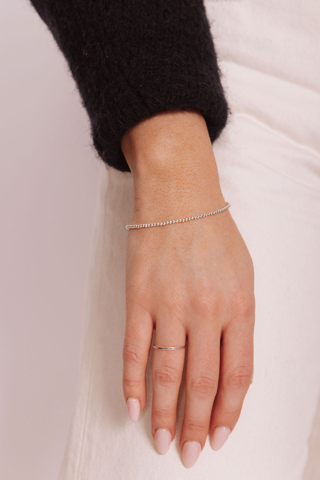 2mm Beaded Leni Bracelet 7' Lobster Clasp Gold Filled or Sterling Silver