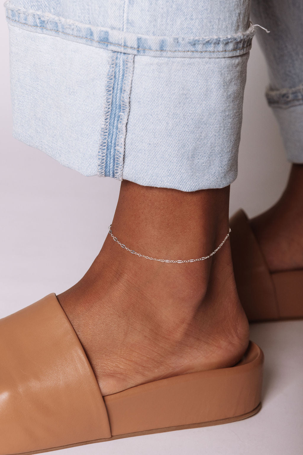 14k Gold Filled Dapped Chain Anklet Lobster Clasp Billie