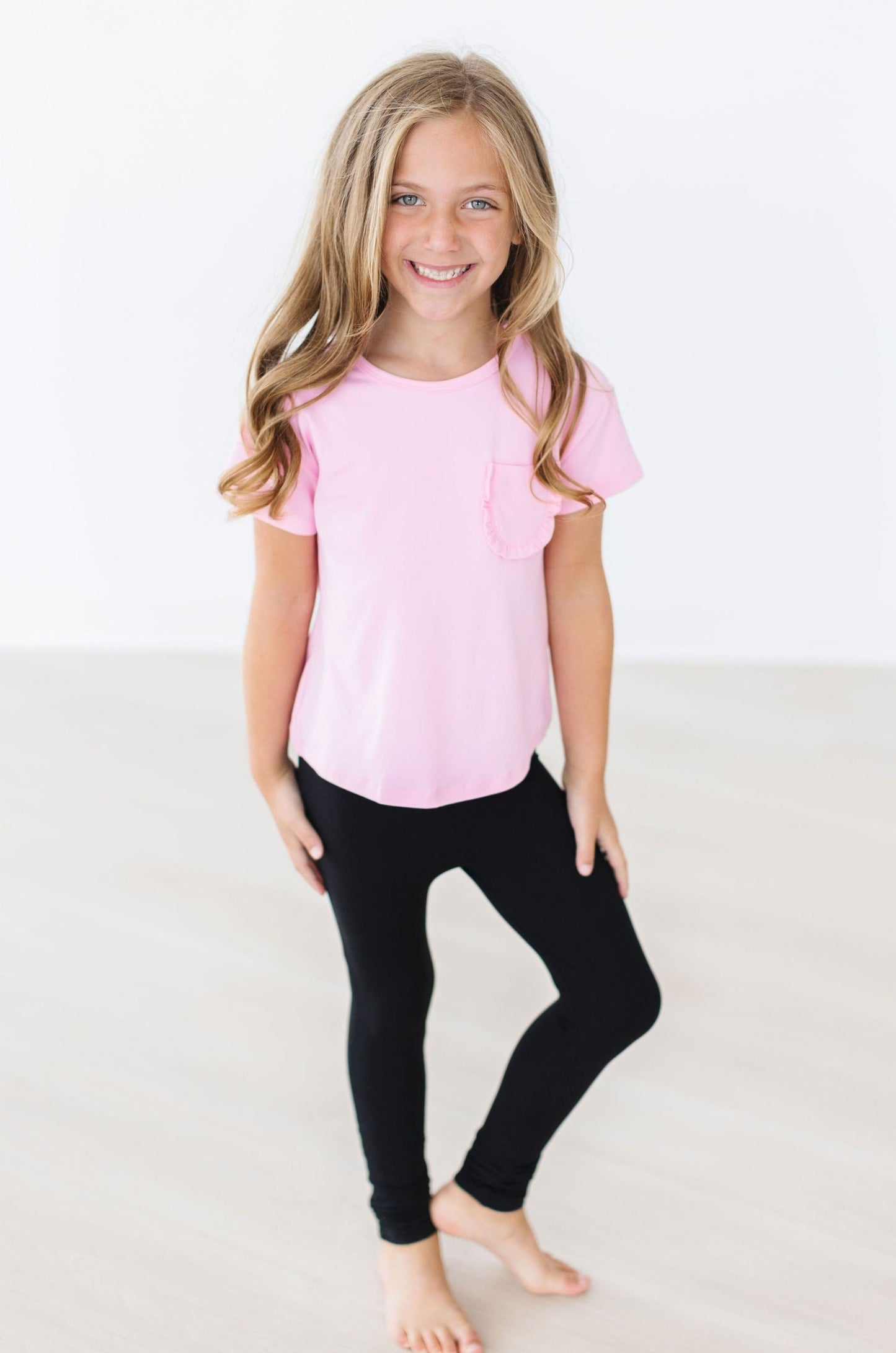 Bubblegum Pink Ruffle Pocket Tee Boxy Fit Mila & Rose