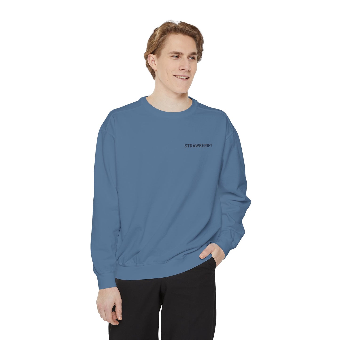 Unisex Garment-Dyed Sweatshirt - Chill Vibes with STRAWBERIFY Text