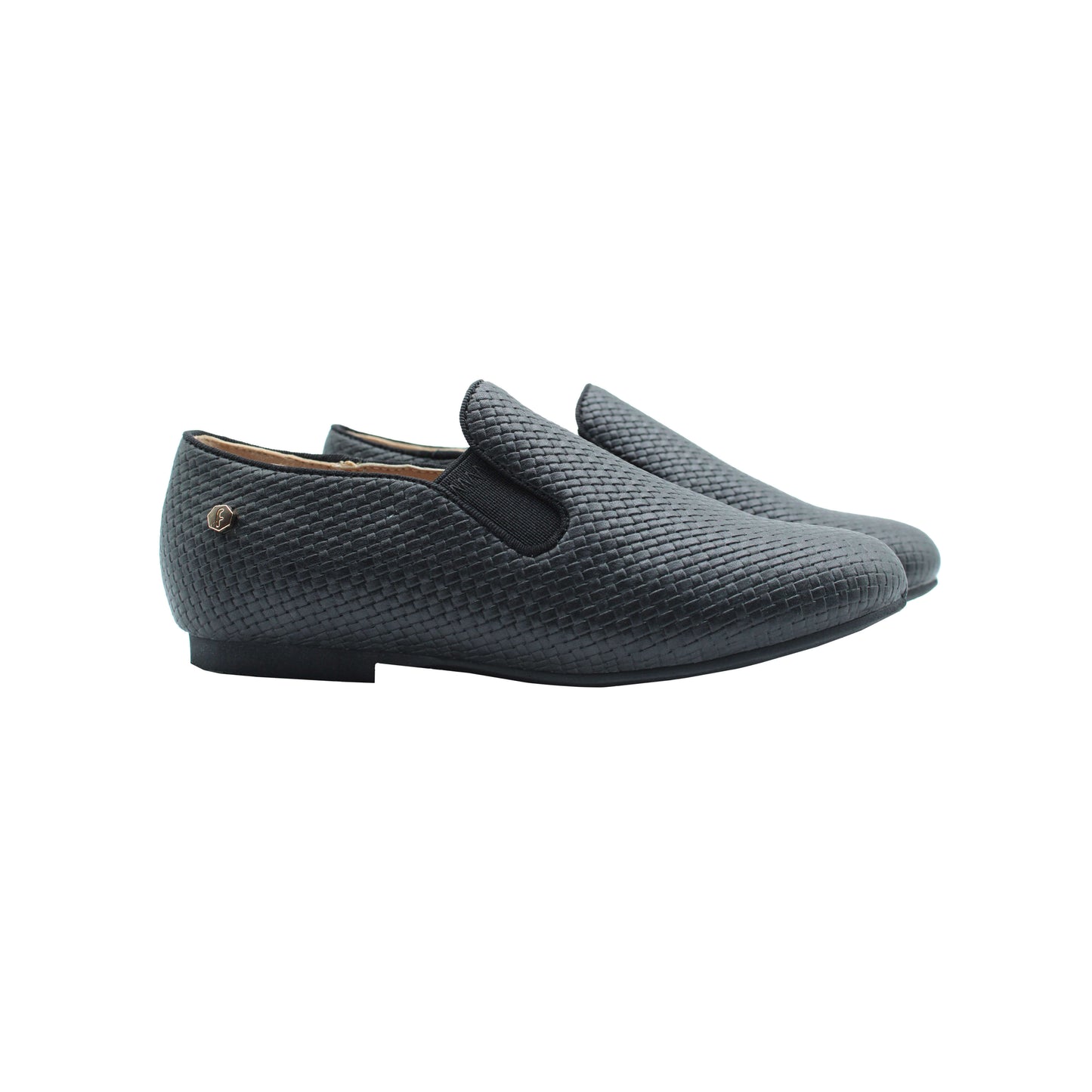 Black Weaved Leather Boys Dress Shoe Fintoes