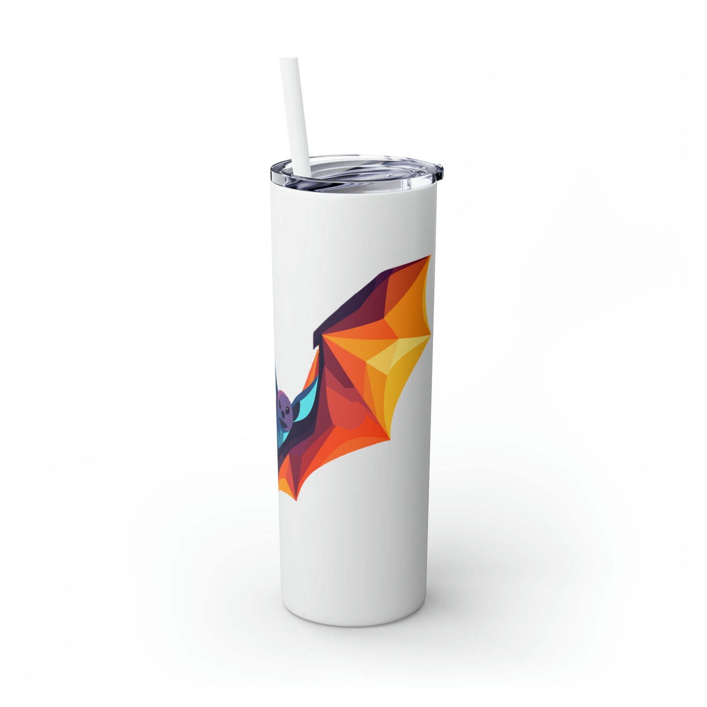 Halloween Skinny Tumbler with Straw 20oz - Spooky Drinkware - Bat Theme - BPA-Free, Reusable Cup, Halloween Tumbler, Halloween Gift