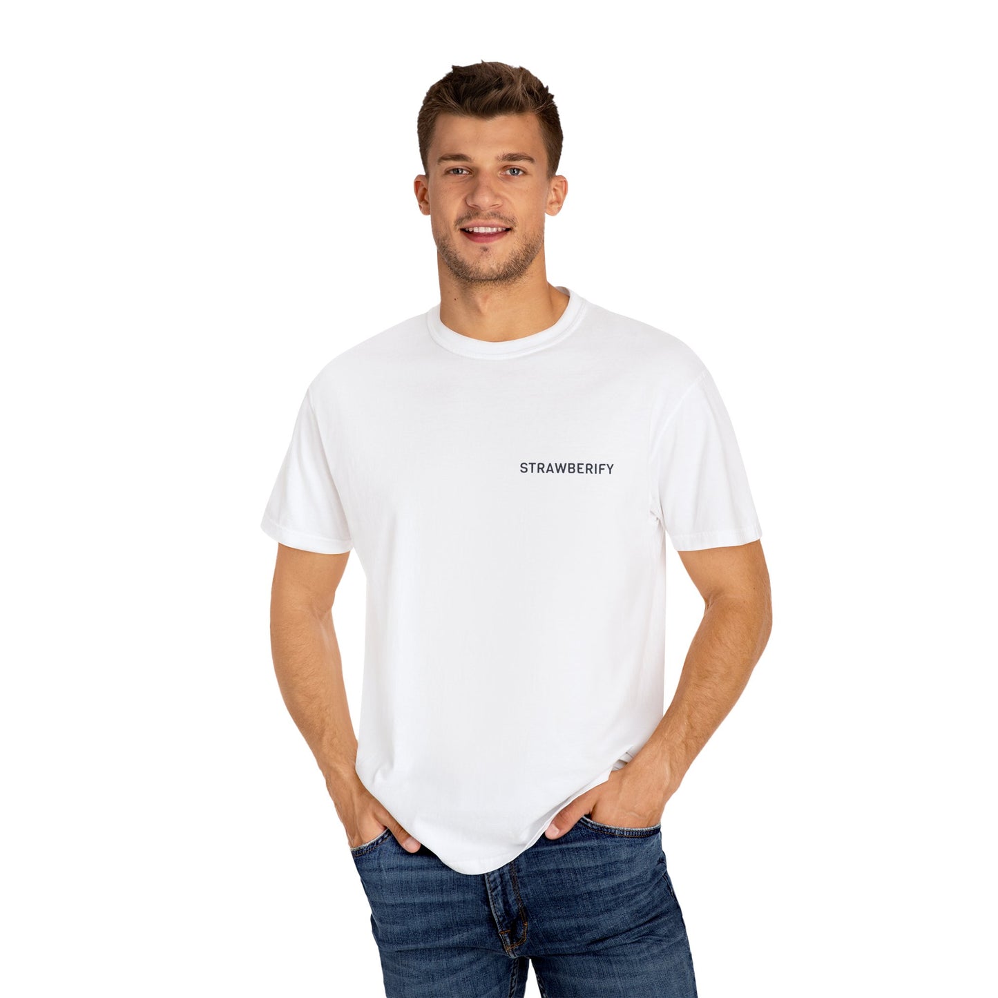 Unisex Garment-Dyed T-Shirt - STRAWBERIFY Graphic Tee for Casual Vibes
