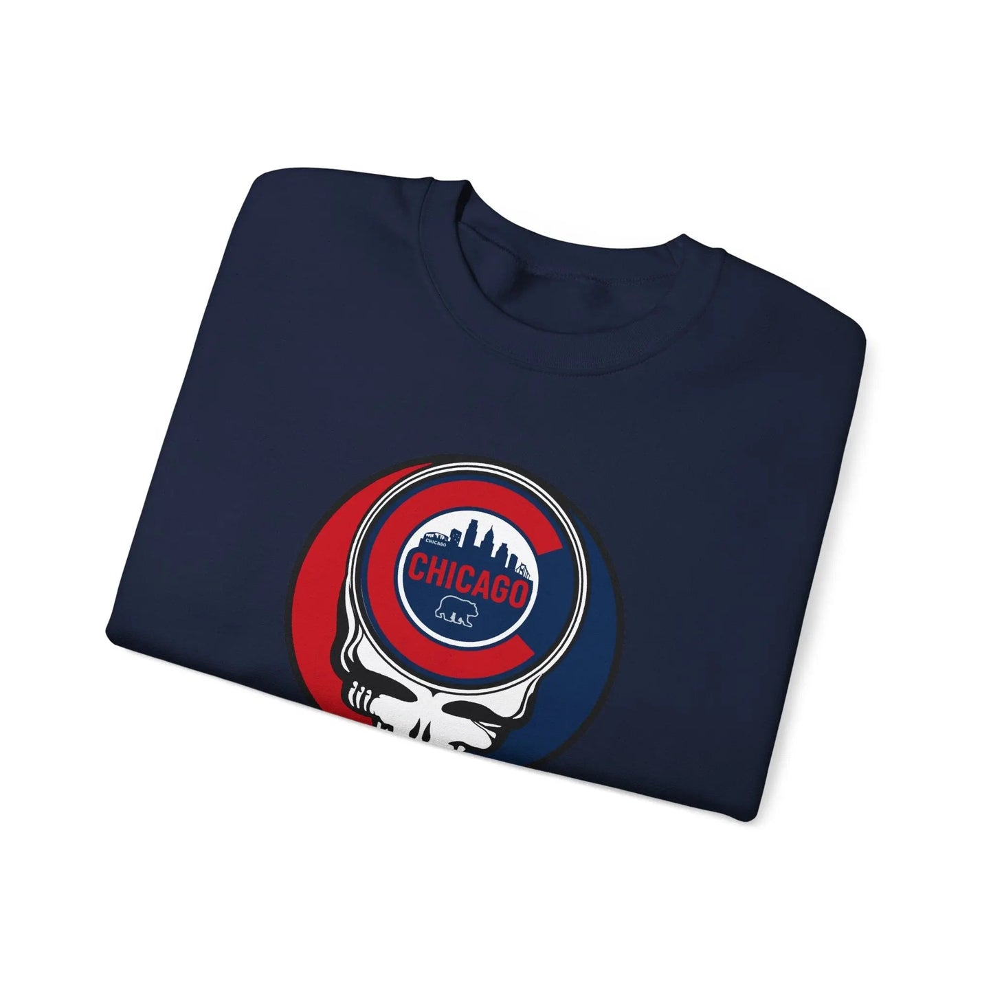 Grateful Dead Stealie Crewneck Sweatshirt Medium-Heavy Blend Chicago Baseball Edition MLB