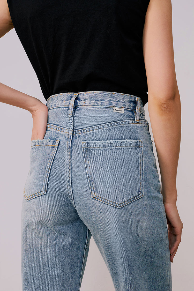High Rise Baggy Jeans Mid-weight Denim Full Length Angeles
