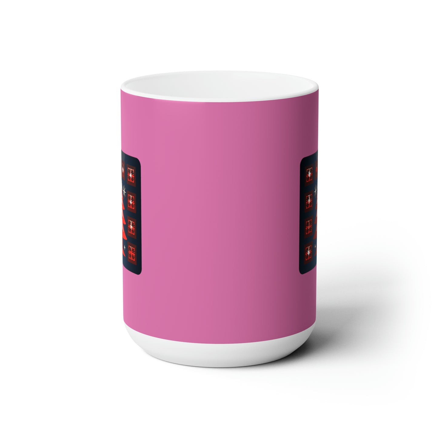 A big Christmas tree decoration, Light pink Ceramic Mug 15oz