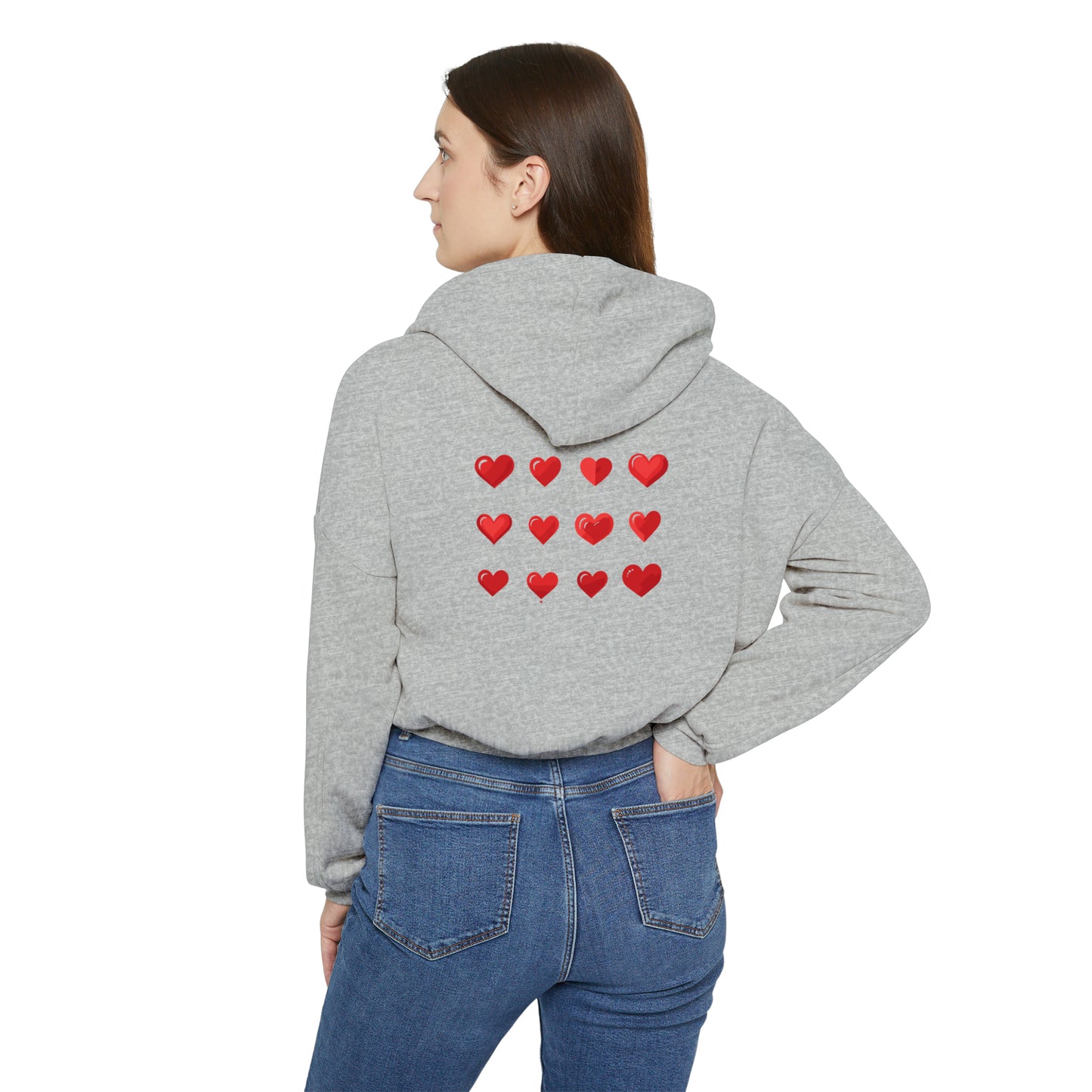 Valentine's best Gift, red hearts design Women's Cinched Bottom Hoodie