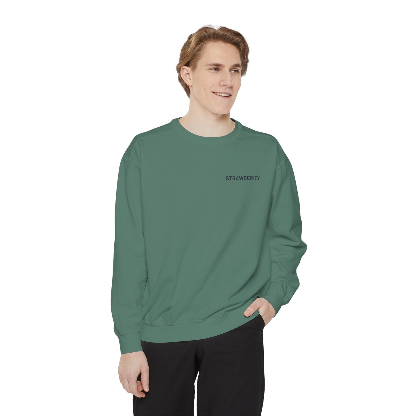 Unisex Garment-Dyed Sweatshirt - Chill Vibes with STRAWBERIFY Text