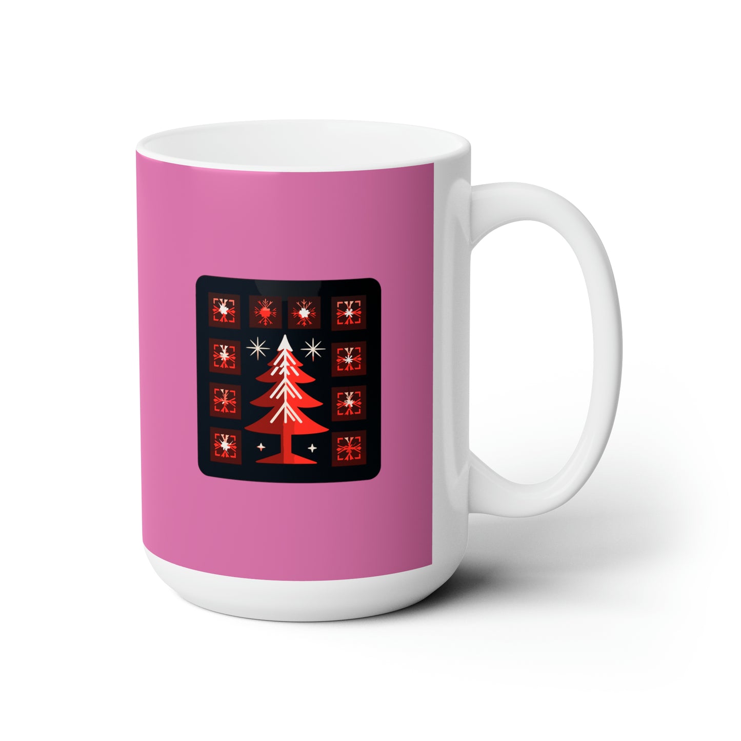 A big Christmas tree decoration, Light pink Ceramic Mug 15oz