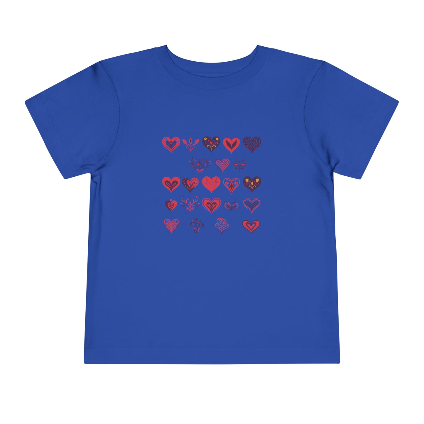 Valentine's Multi color hearts shape design Toddler Short Sleeve Tee