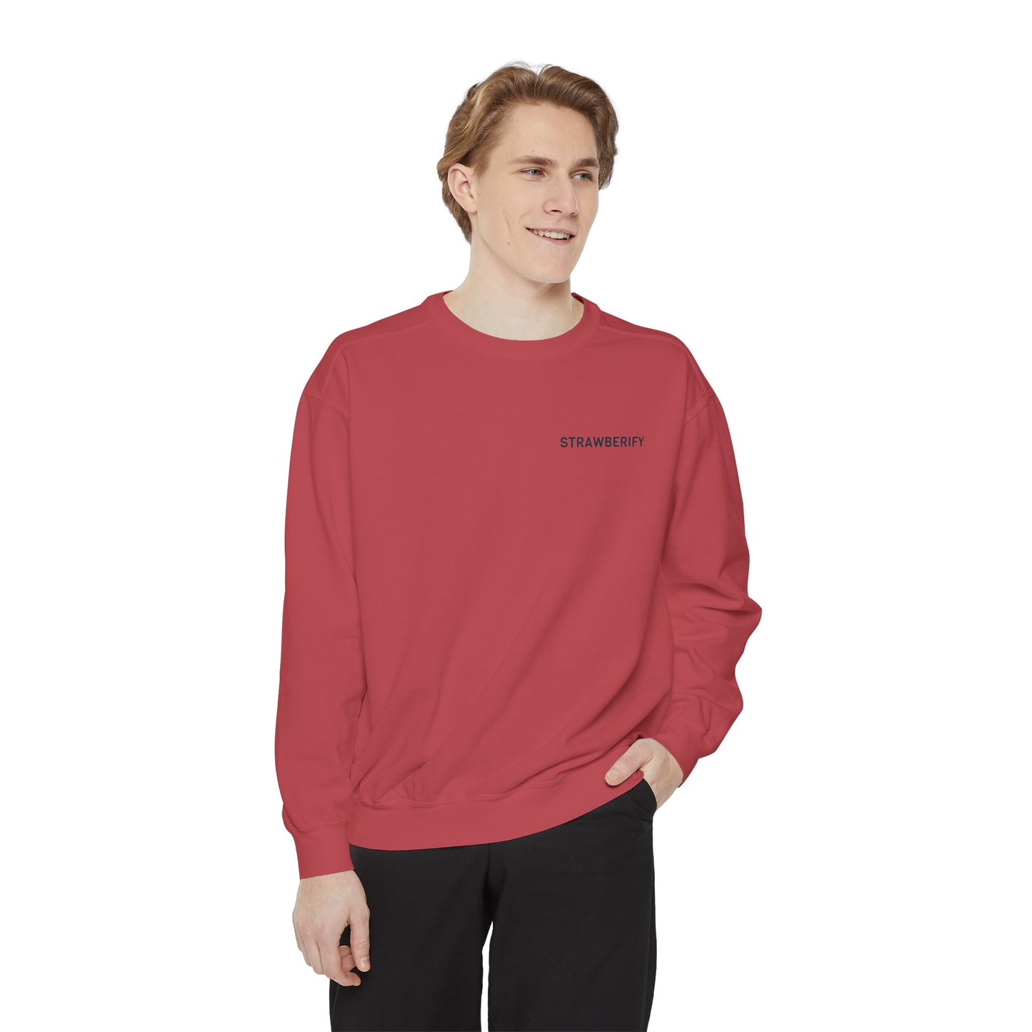 Unisex Garment-Dyed Sweatshirt - Chill Vibes with STRAWBERIFY Text