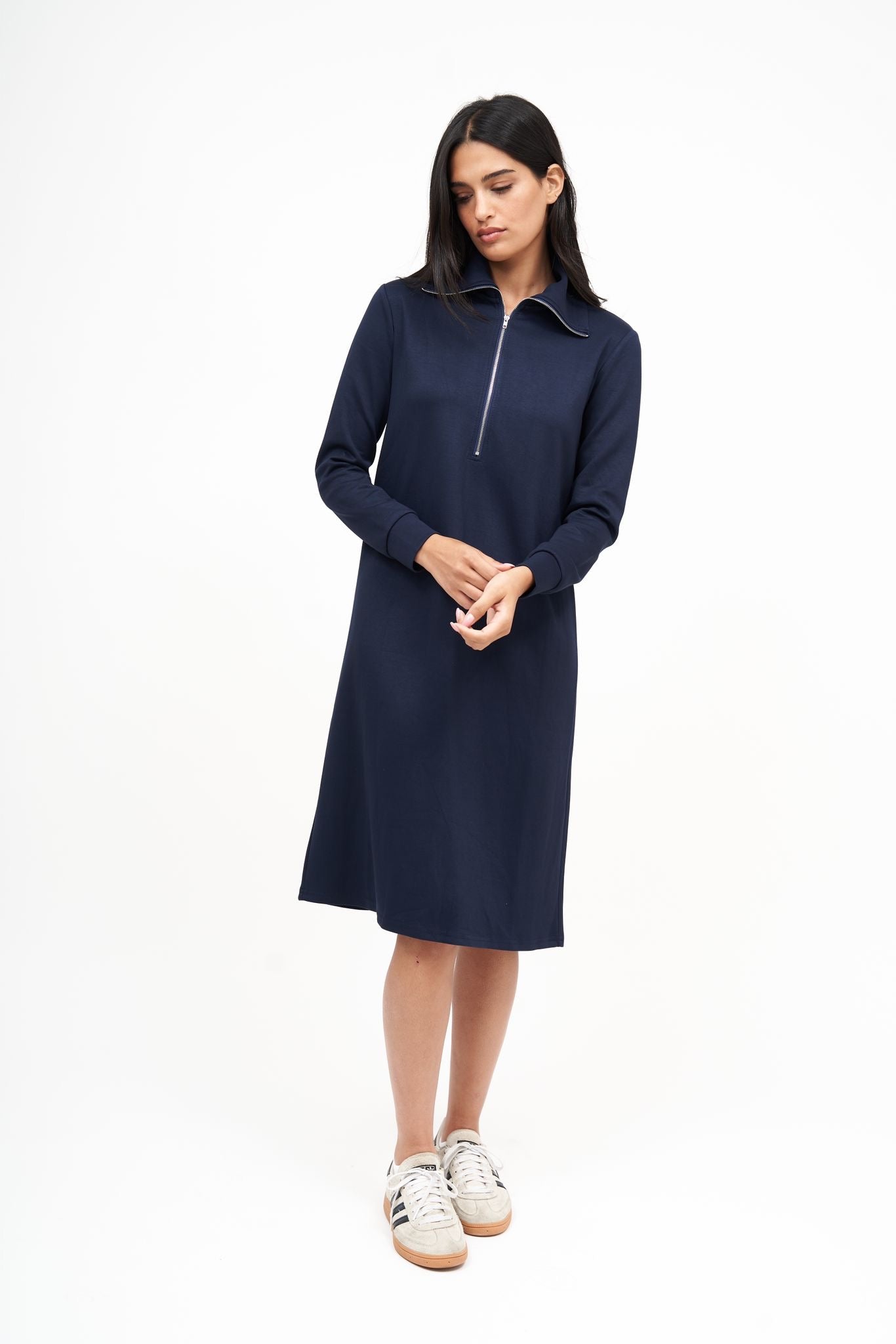 Teal Adjustable Waist Hoodie Dress