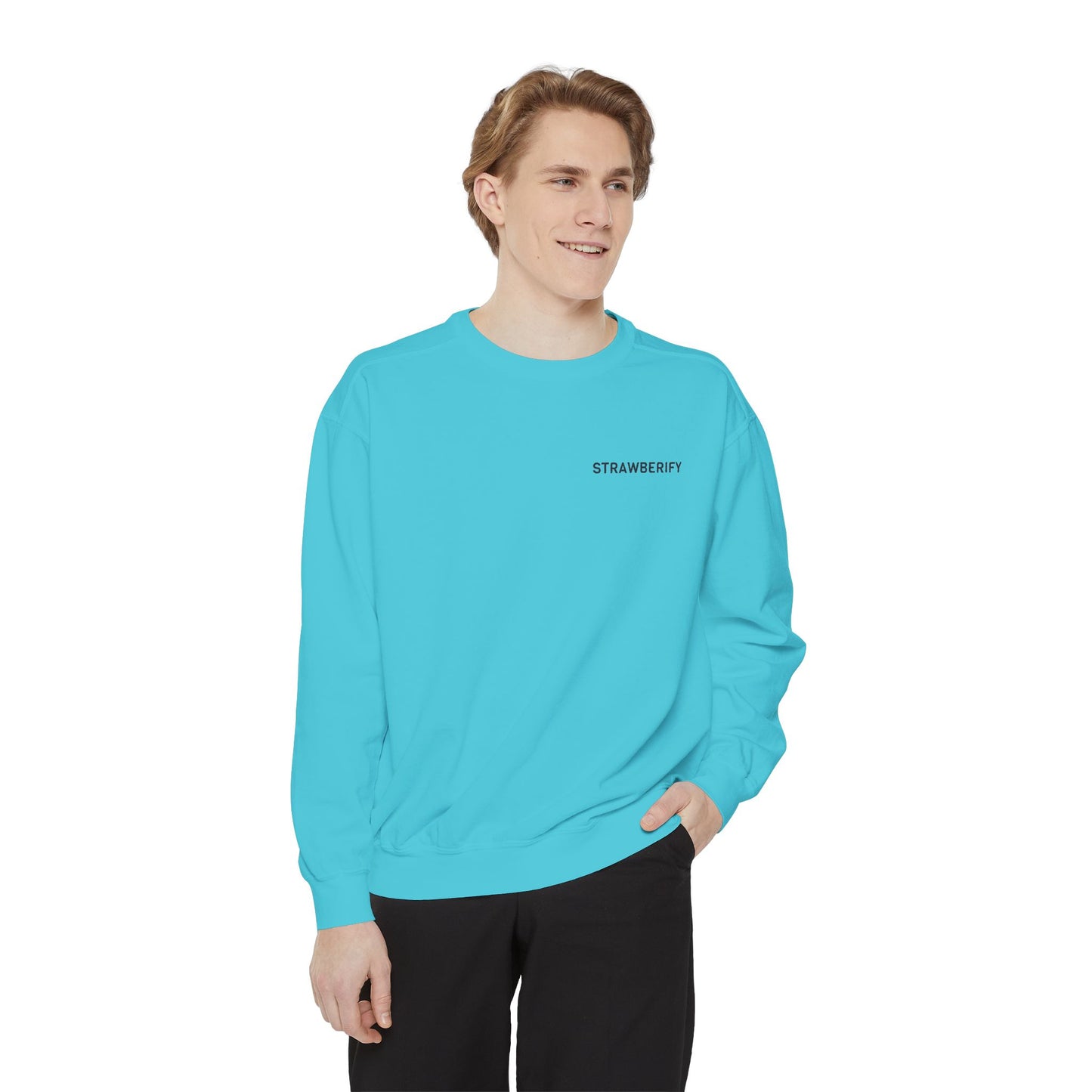 Unisex Garment-Dyed Sweatshirt - Chill Vibes with STRAWBERIFY Text