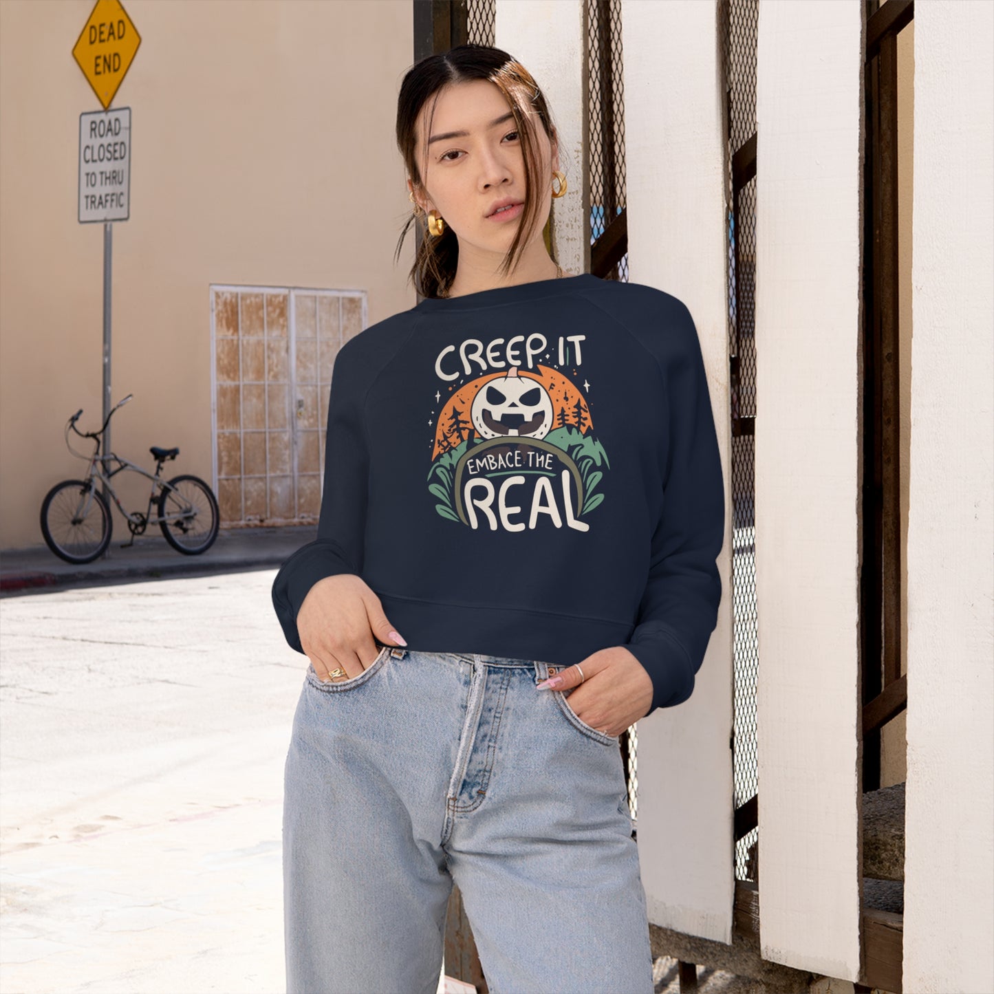 Creep It Real Halloween Sweatshirt, Unique Mushroom Costume & Spooky Season Halloween Sweatshirt