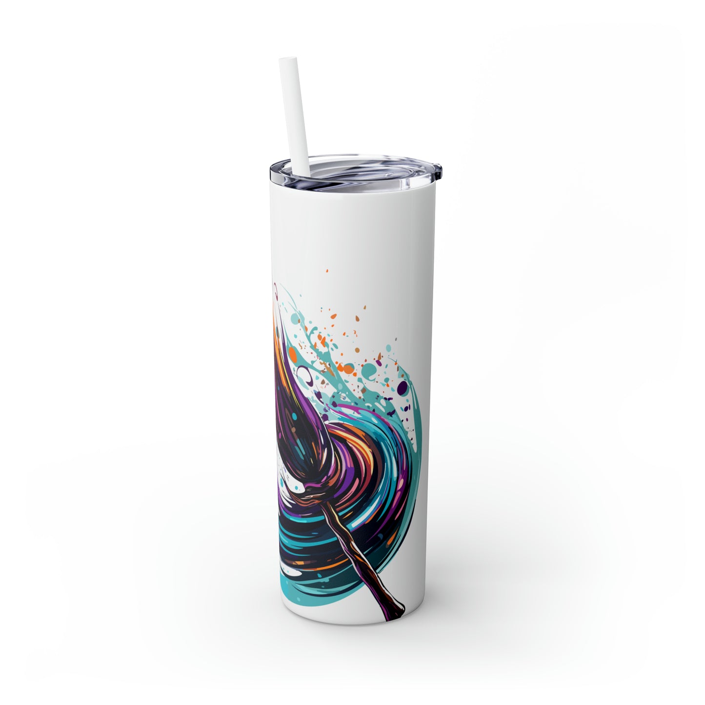 Halloween Skinny Tumbler with Straw 20oz, Spooky Drinkware, Broomstick Theme, BPA-Free, Reusable Cup, Halloween Tumbler, Halloween Gift
