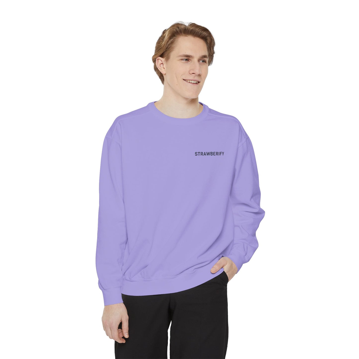 Unisex Garment-Dyed Sweatshirt - Chill Vibes with STRAWBERIFY Text