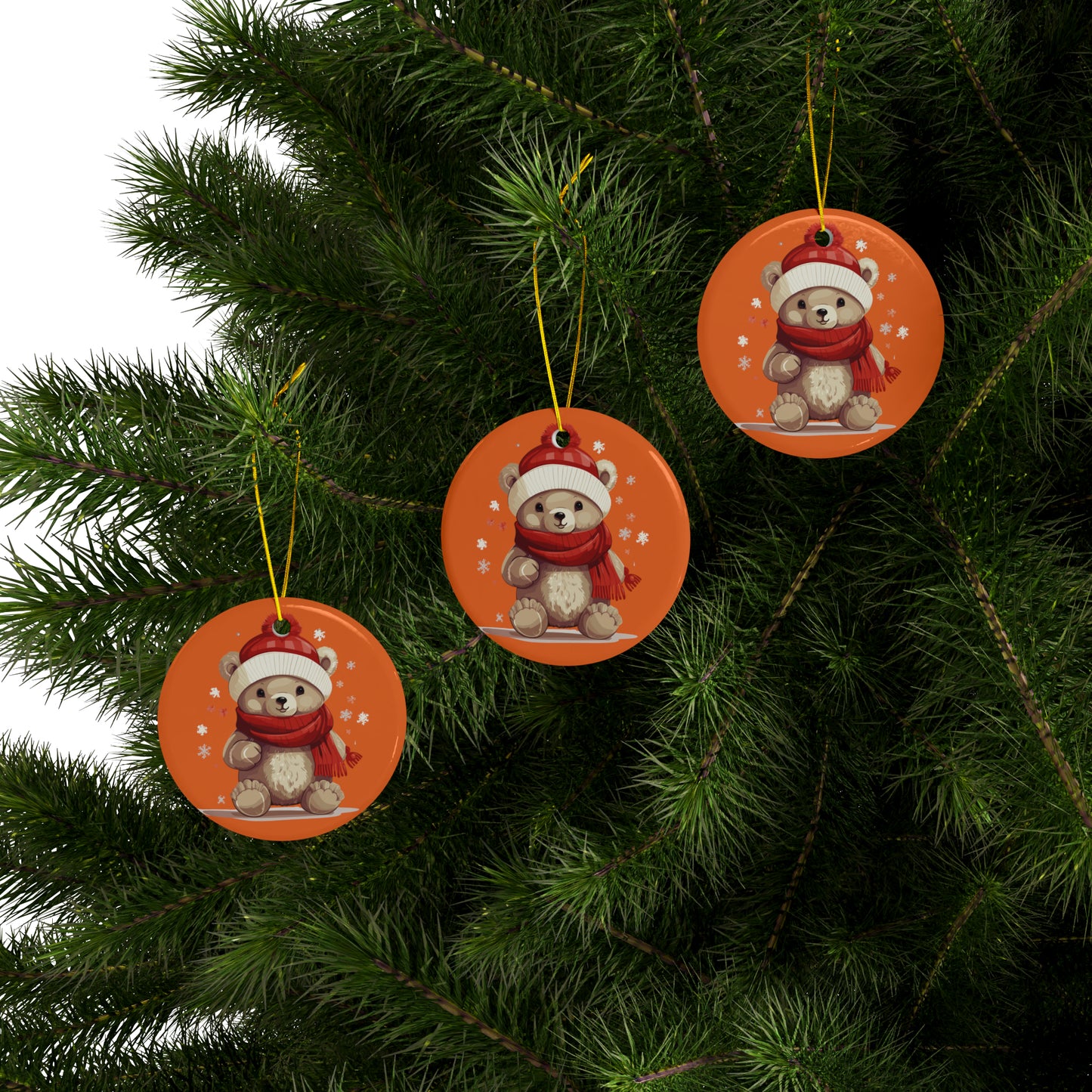 Little bear Christmas Ceramic Ornaments (1pc, 3pcs, 5pcs, 10pcs)