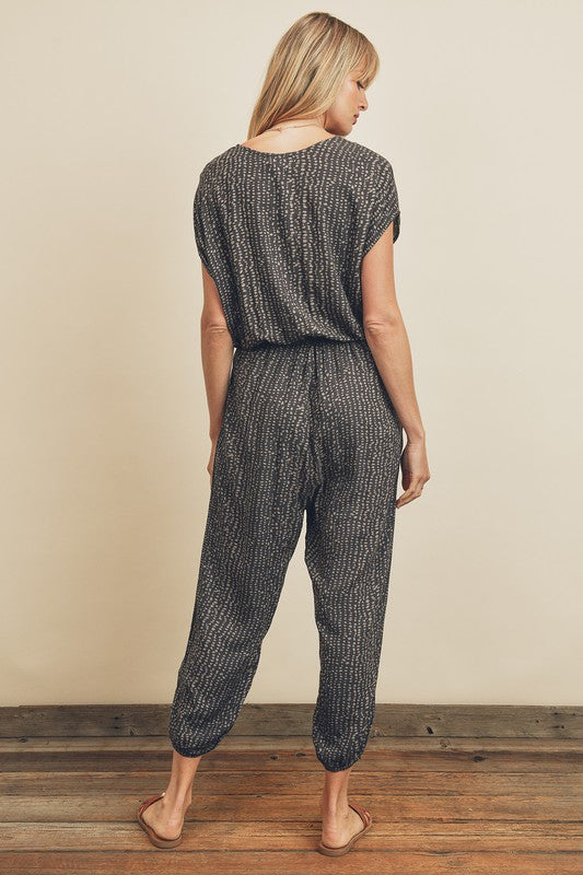 Light and Dark Gray Abstract Dot Print Jumpsuit Brianne