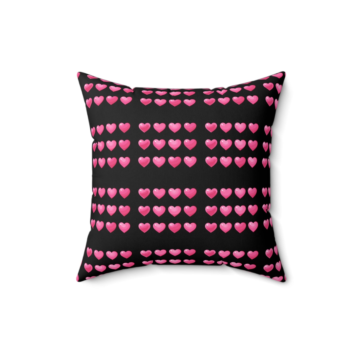 Valentine's day best home decor pink hearts design on black Spun Polyester Square Pillow