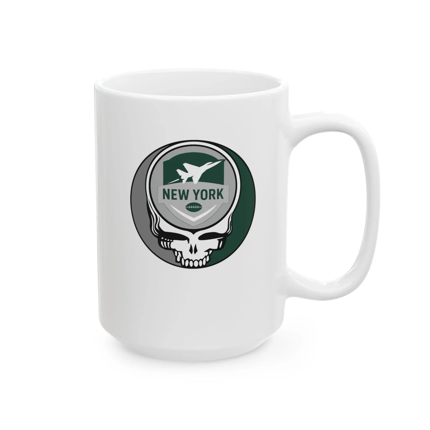 New York Jets Stealie Ceramic Coffee Mug Durable White Ceramic The Gridiron Collection
