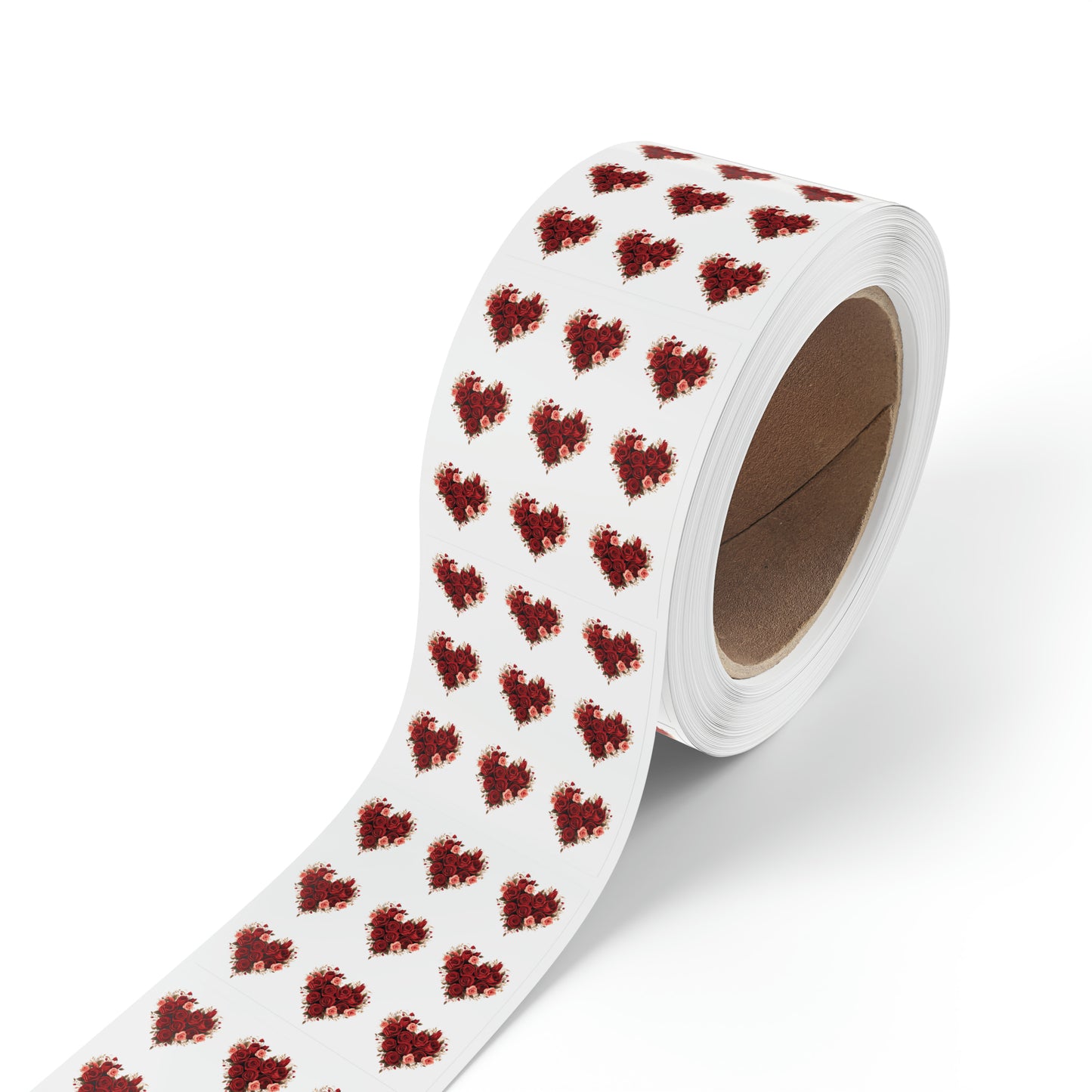 Valentine's day red Roses hearts Square Sticker Label Roll