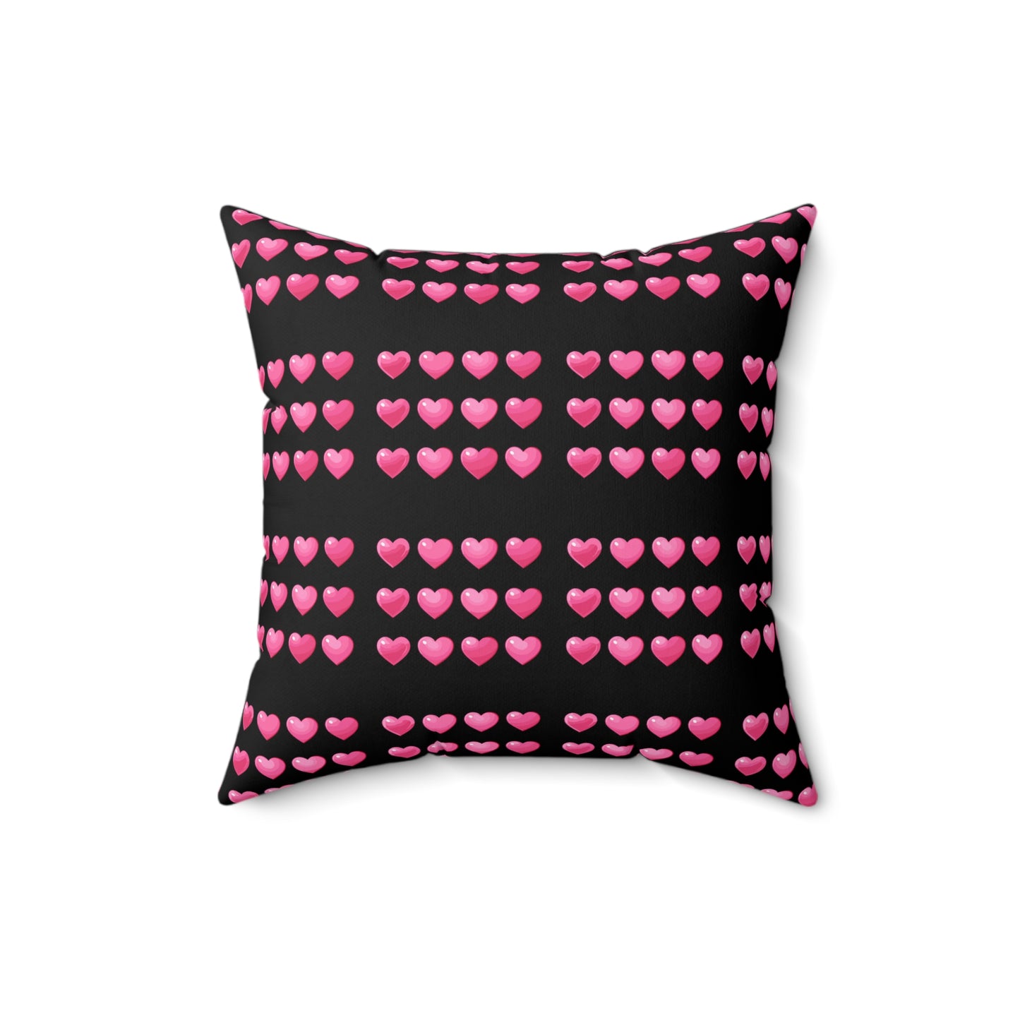 Valentine's day best home decor pink hearts design on black Spun Polyester Square Pillow