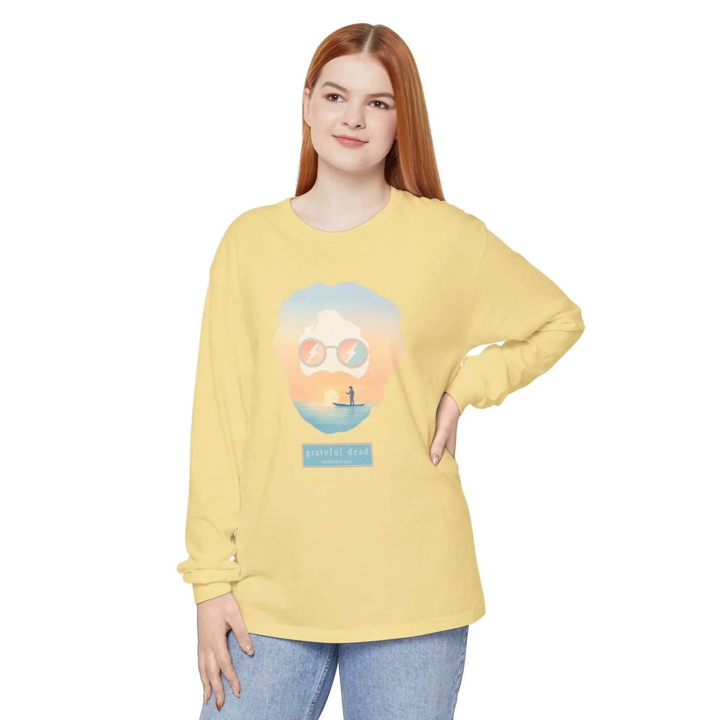 Garment-Dyed Long Sleeve T-Shirt 100% Cotton Tropical Jerry Vineyard Collection