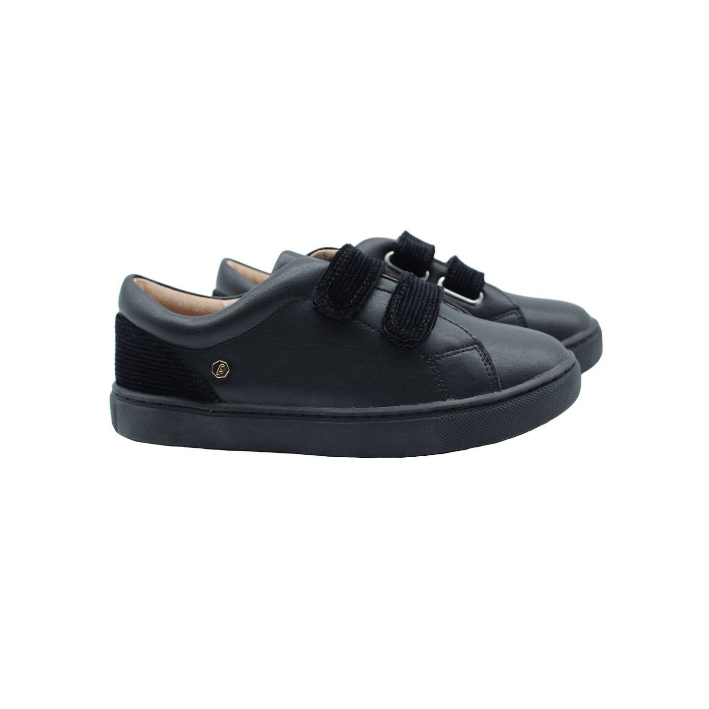 Black leather striped velvet product Fintoes