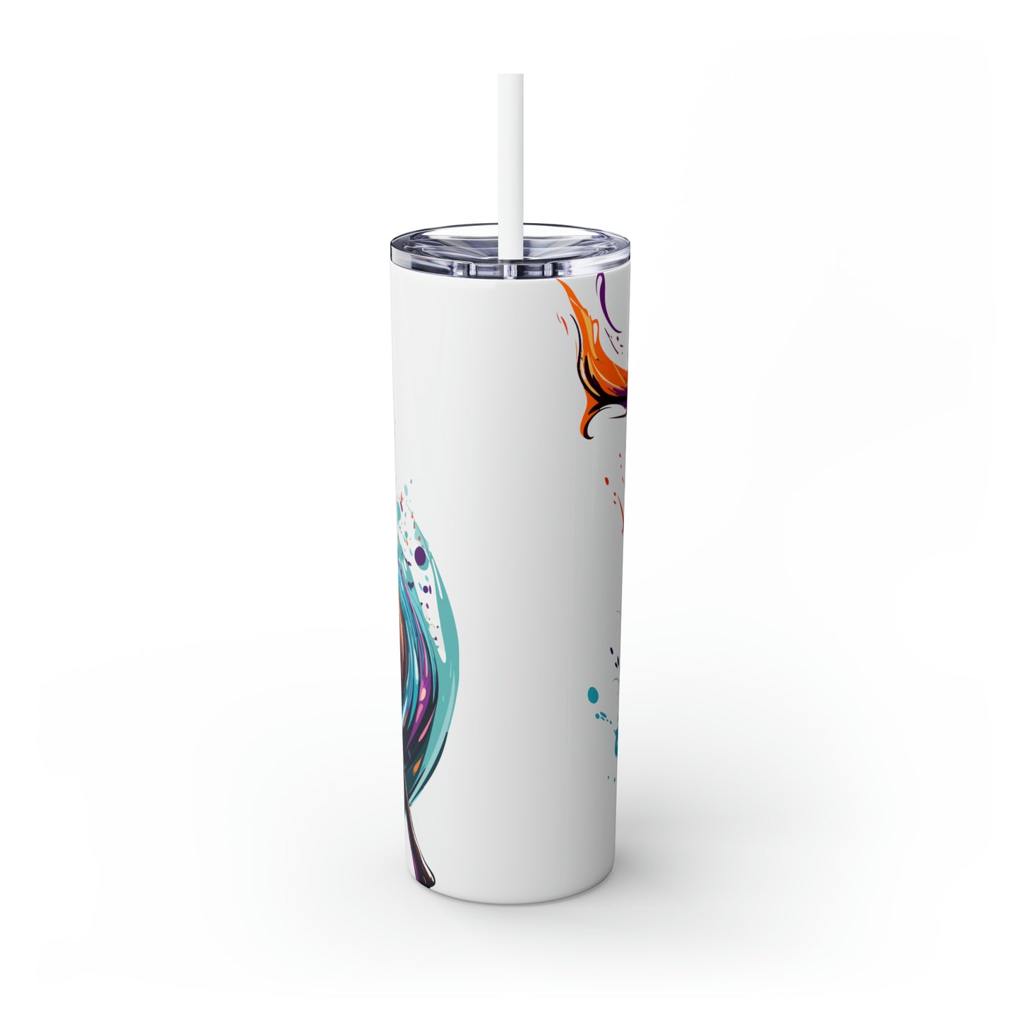 Halloween Skinny Tumbler with Straw 20oz, Spooky Drinkware, Broomstick Theme, BPA-Free, Reusable Cup, Halloween Tumbler, Halloween Gift