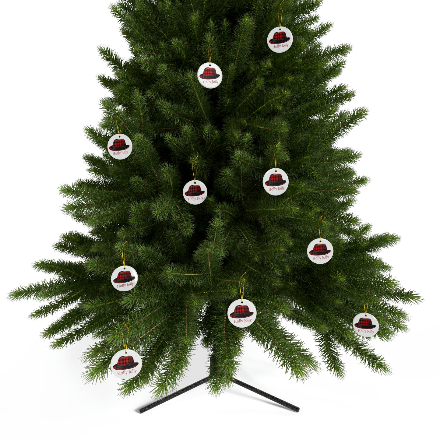 Holly Jolly Christmas hat Ceramic Ornaments (1pc, 3pcs, 5pcs, 10pcs)