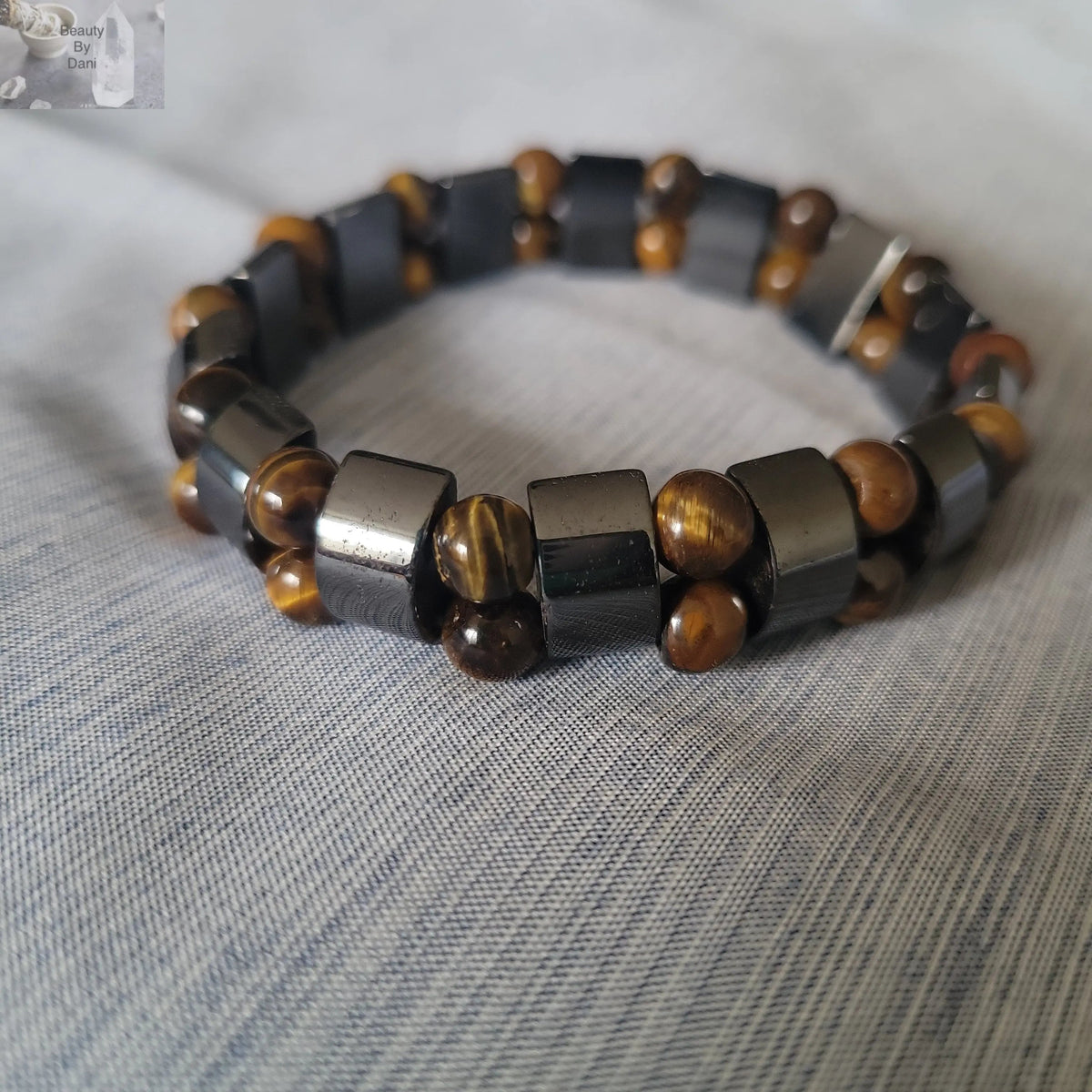 Hematite and Tiger's Eye Stretch Bracelet Jewelry by Beauty by Dani
