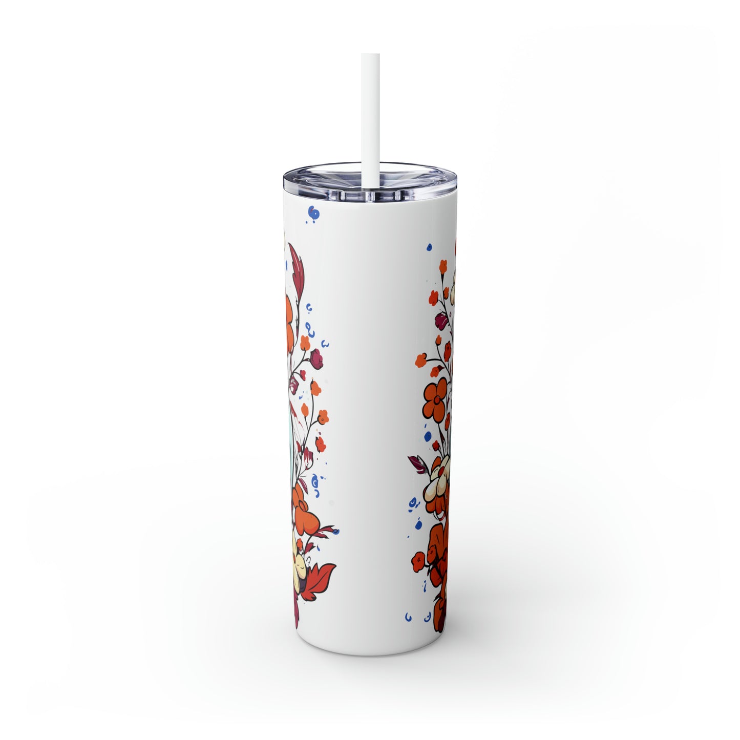 Halloween Skinny Tumbler with Straw 20oz - Spooky Drinkware - Ghost Theme - BPA-Free, Reusable Cup, Halloween Tumbler, Halloween Gift