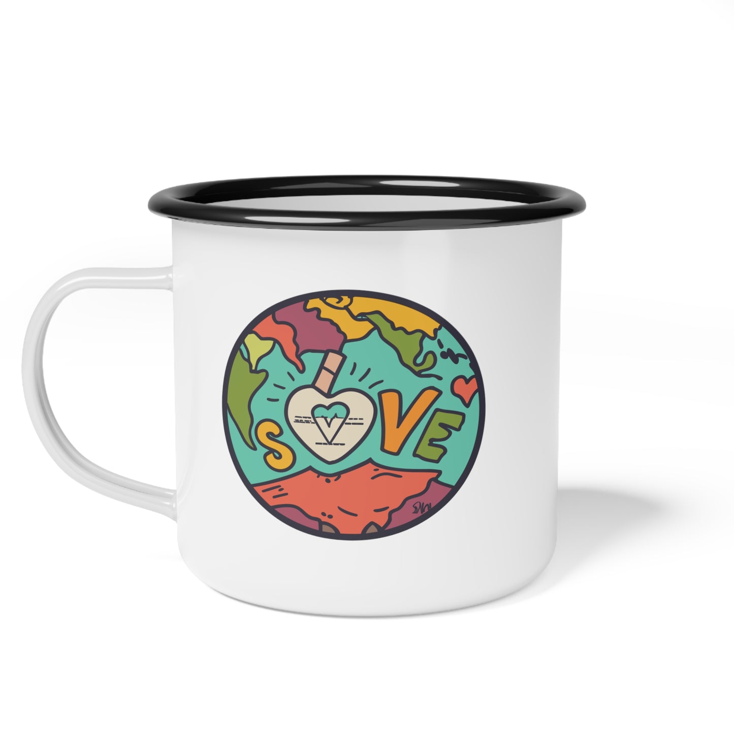 Enamel Camp Cup - Unique Home is Where the Heart Is Travel Mug