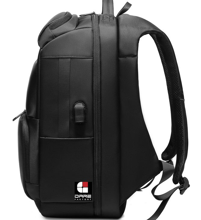 Multifunctional Black Nylon Polyester Backpack