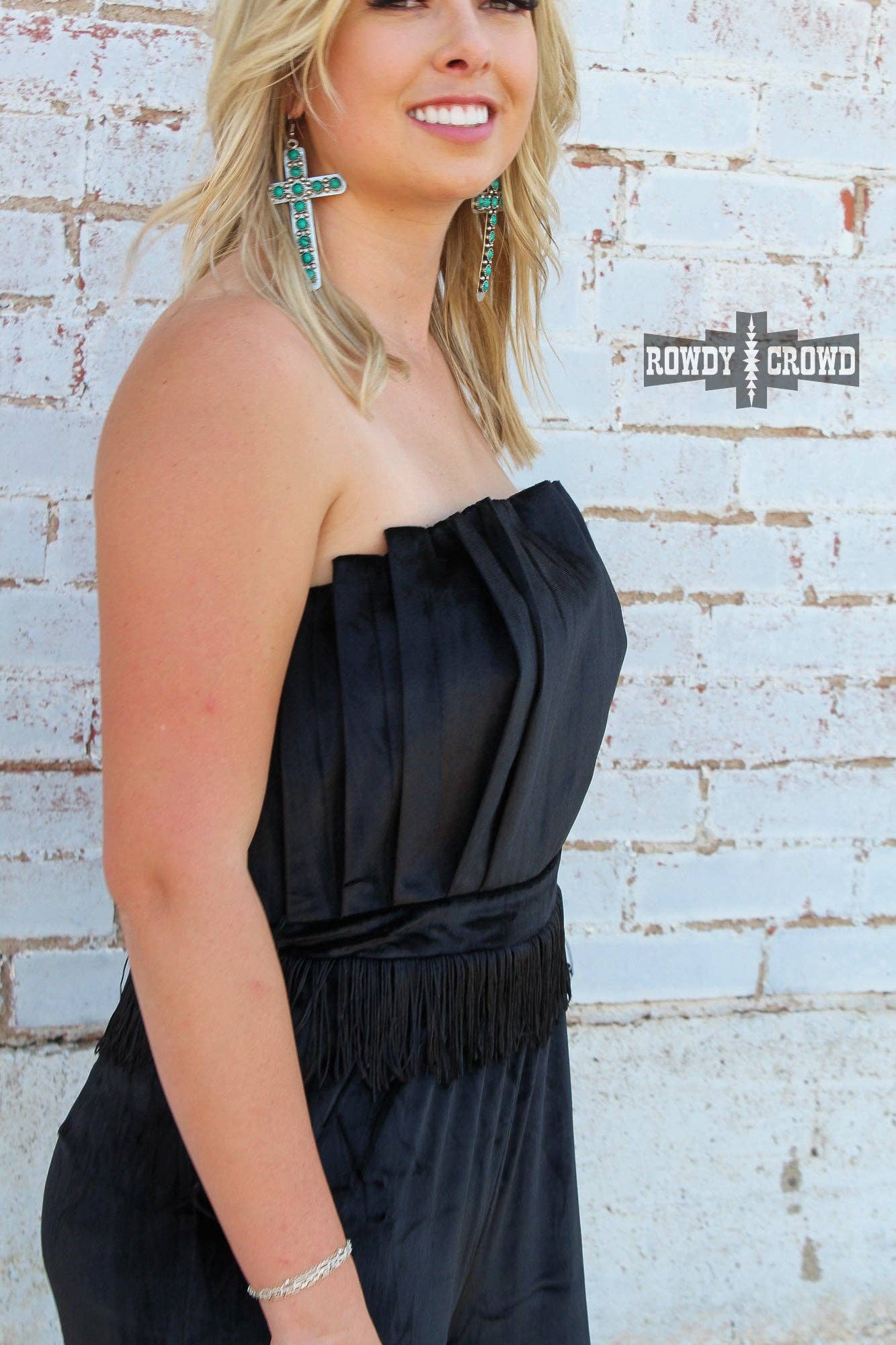 Black Velvet Fringe Jumpsuit Black Betty
