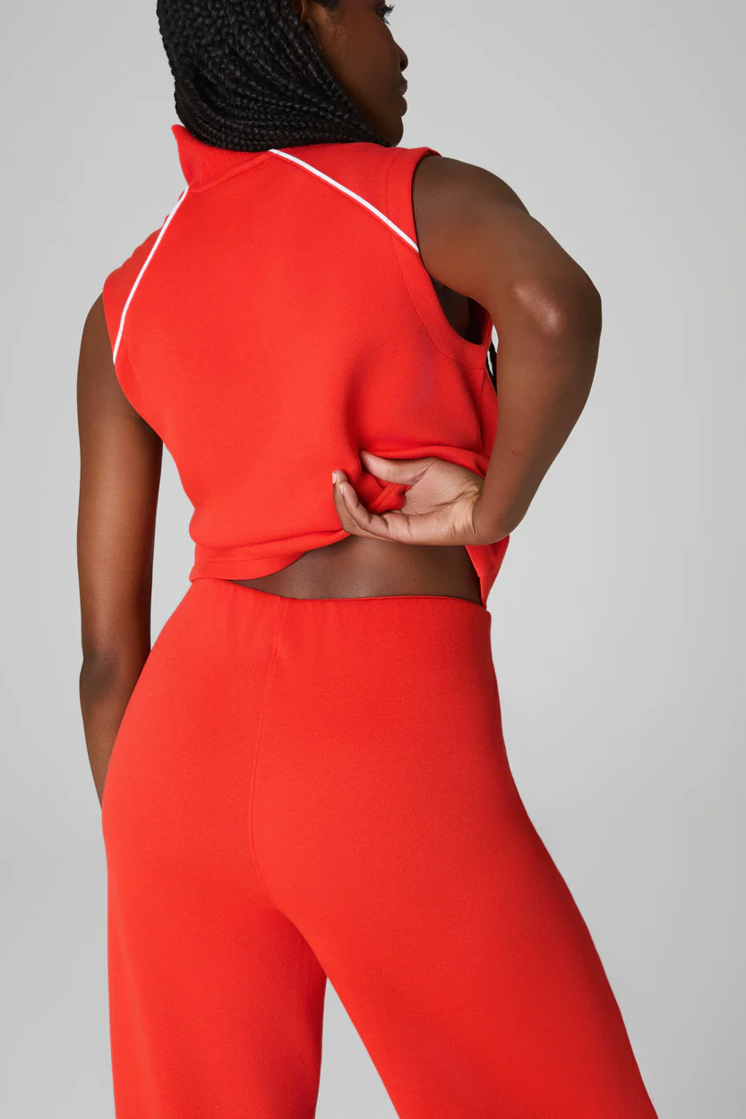 AirEssentials Pique Sleeveless Mockneck Jumpsuit- Poppy