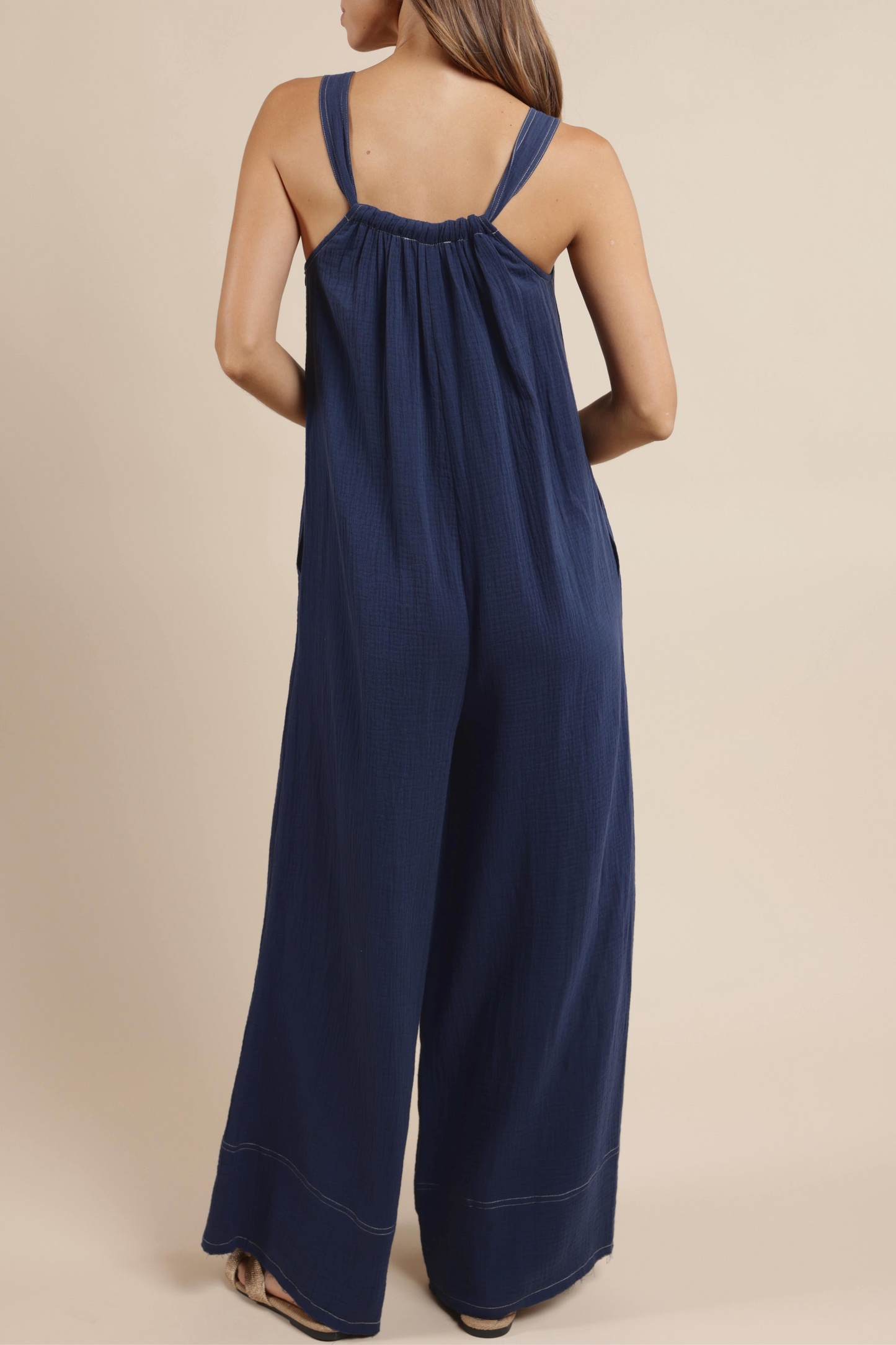 Frayed Hem Breezy Lane Jumpsuit with Pockets