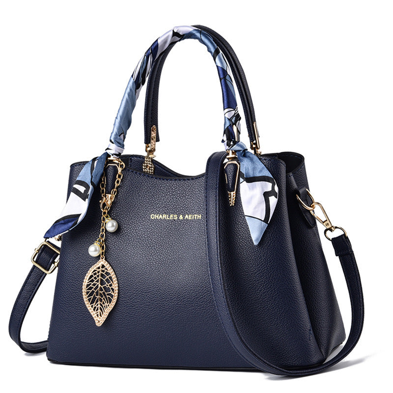 Shoulder Bag With Leaf Pendant Large Tote Handbag