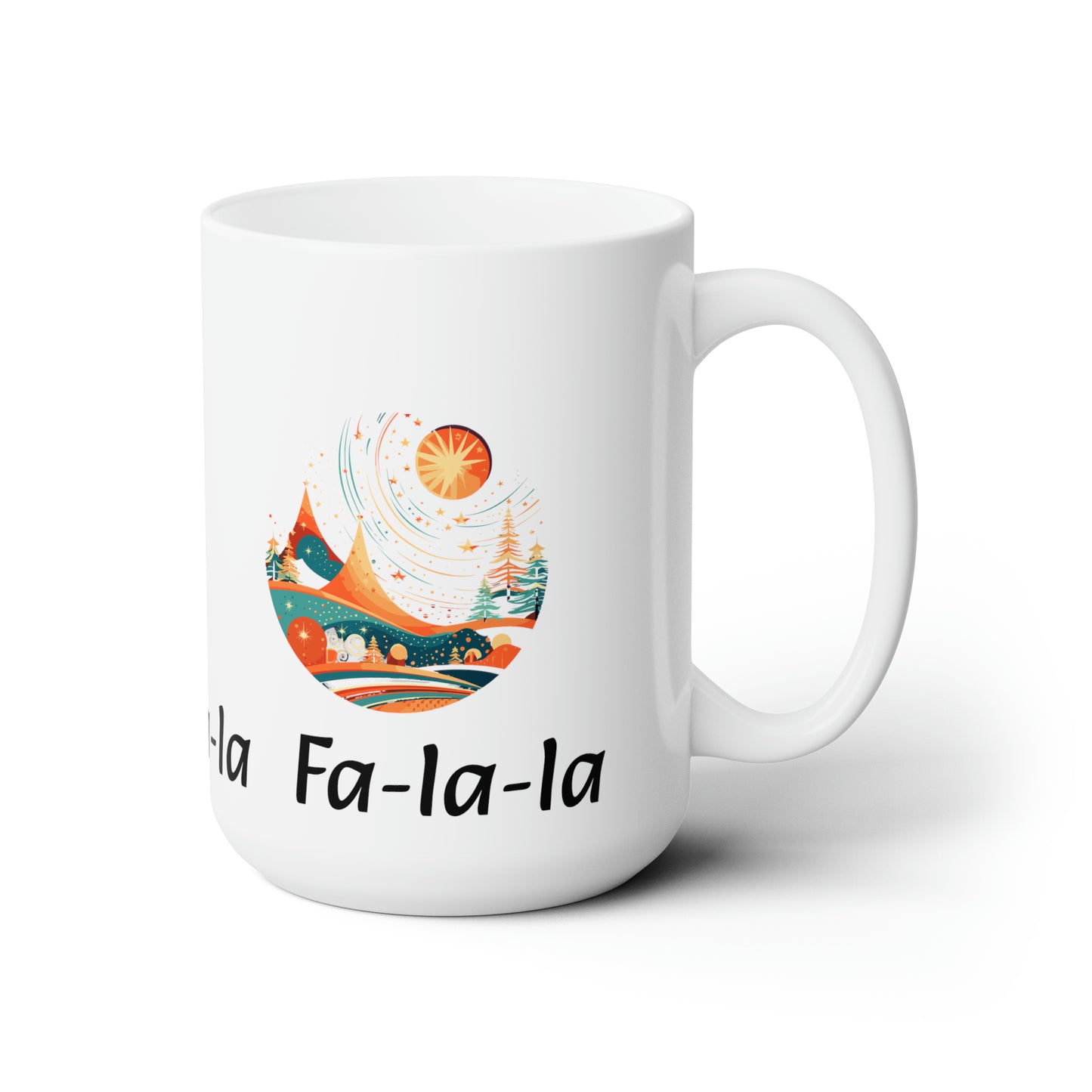 Colorful Christmas and Fa-la-la design white Ceramic Mug 15oz