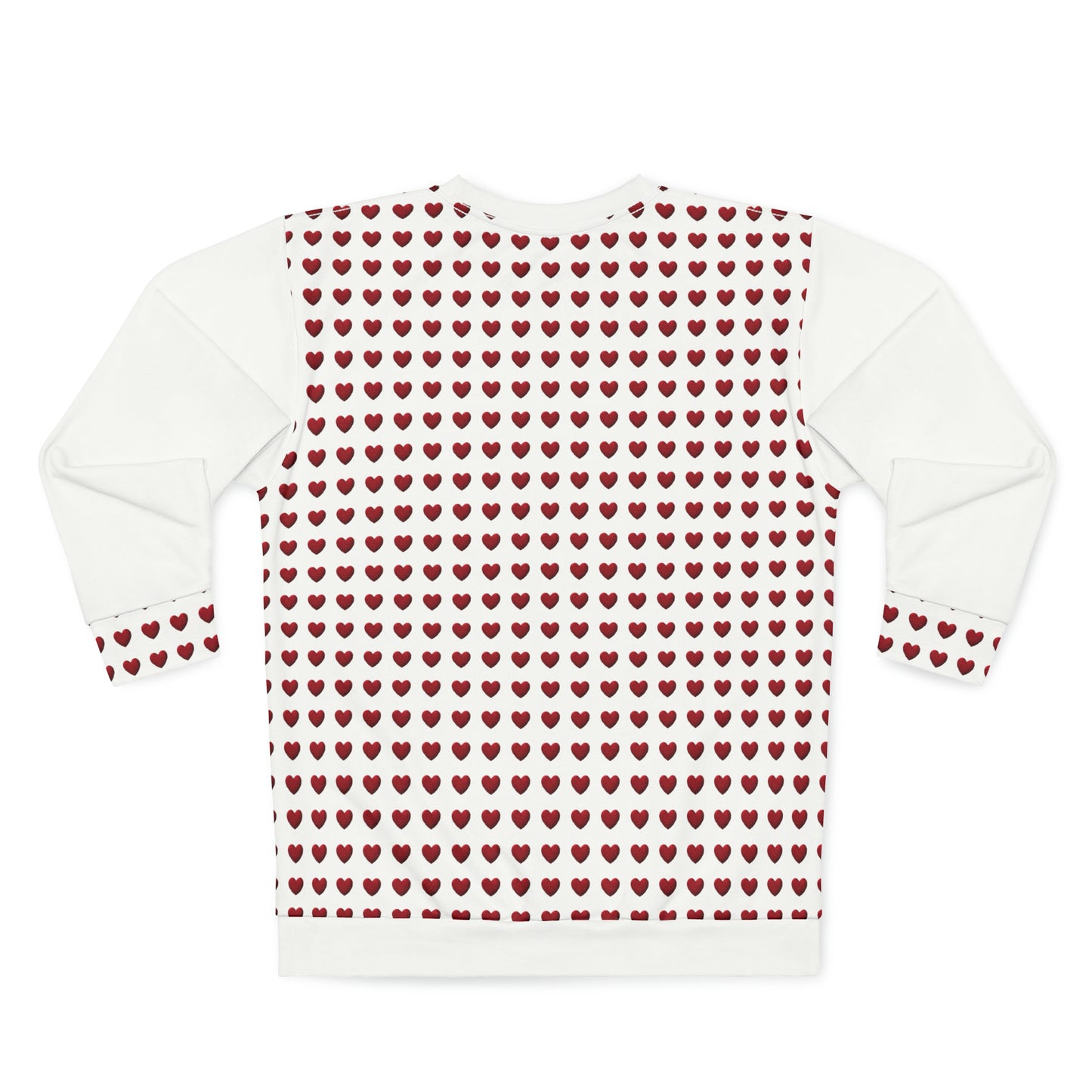 Valentine's Day best gift, red heart shape design White Unisex Sweatshirt (AOP)