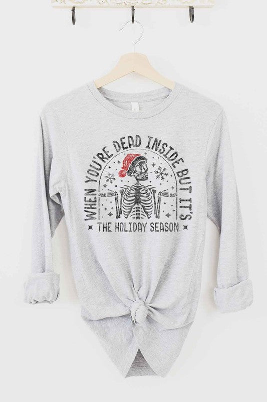 Christmas Skeleton Long Sleeve Tee Premium Cotton Unisex